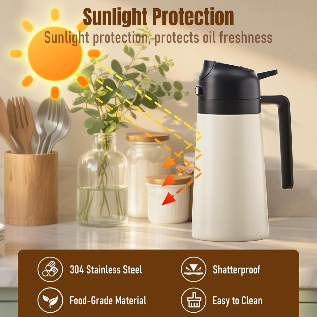 Baalaka Olive Oil Sprayer - 2-in-1 Dispenser & Sprayer for Cooking | Stainless Steel, 16oz (Black)