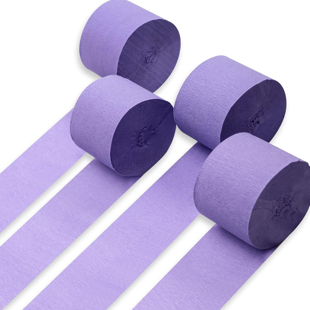 PartyWoo Crepe Paper Streamers - Light Purple 4 Rolls, 328ft for Parties, Weddings, Birthdays & Showers