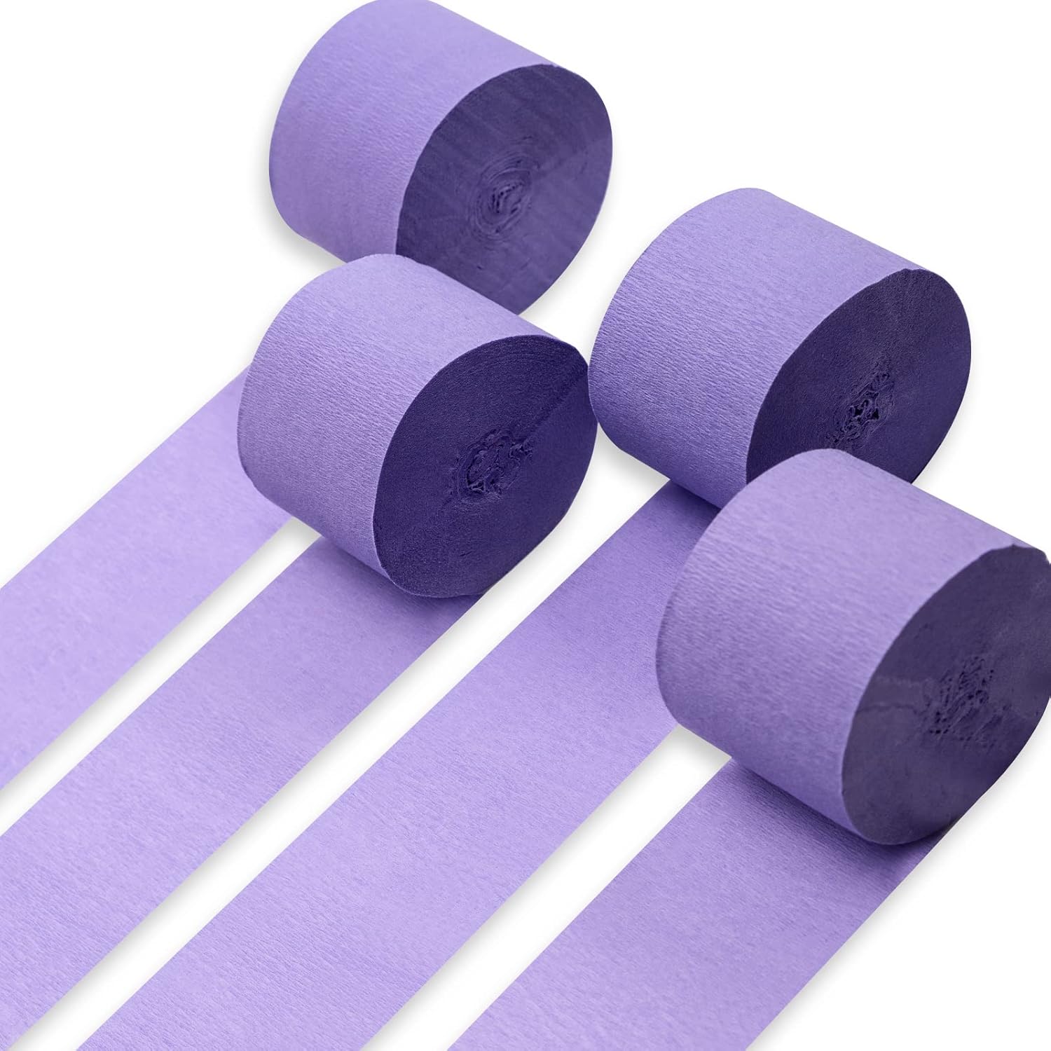 PartyWoo Crepe Paper Streamers - Light Purple 4 Rolls, 328ft for Parties, Weddings, Birthdays & Showers