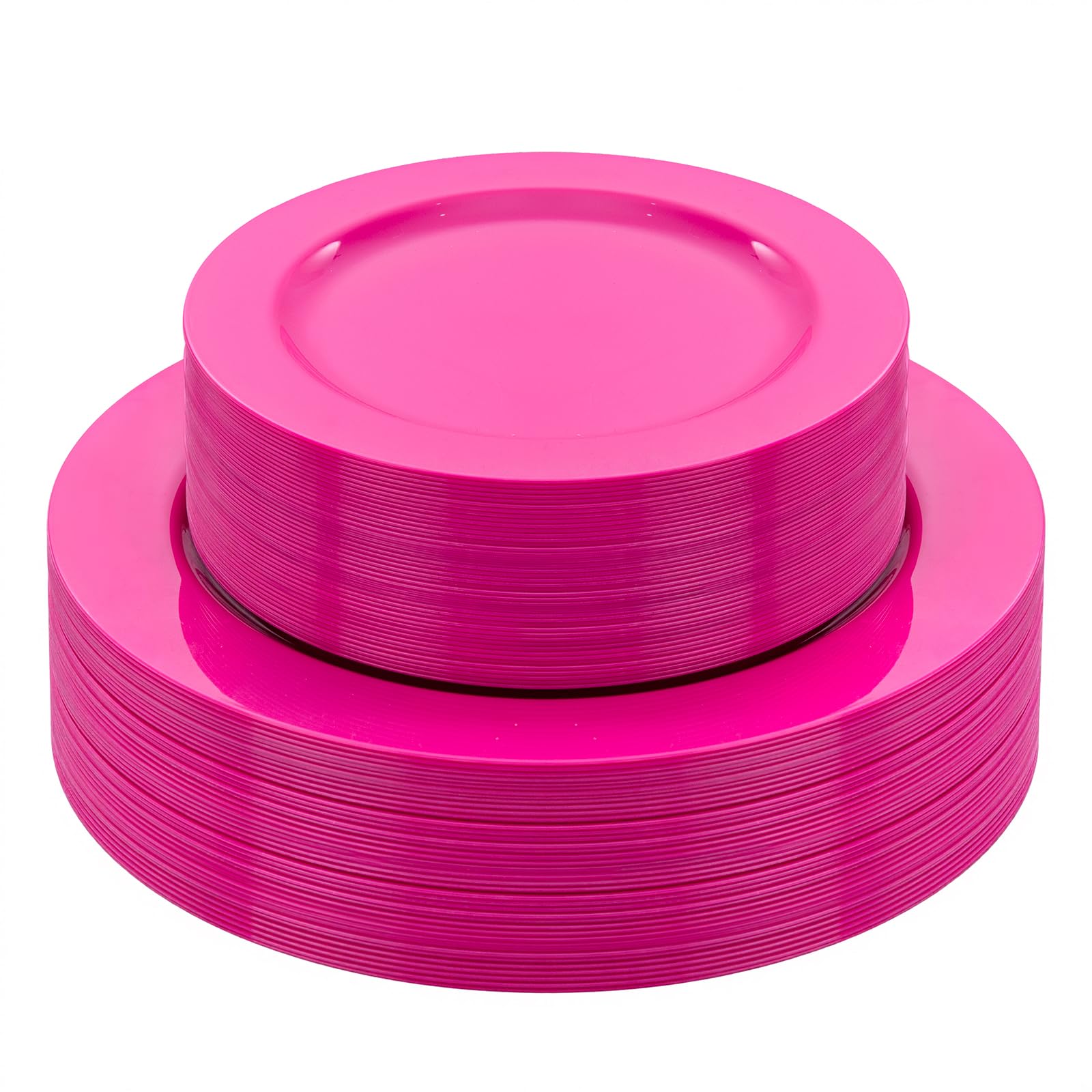 FLOWERCAT 60PCS Hot Pink Disposable Party Plates Set – 30 pcs 10.25″ Dinner Plates & 30 pcs 7.5″ Dessert Plates for Spring Parties, Valentine’s Day, Wedding – Sturdy & Stylish Tableware