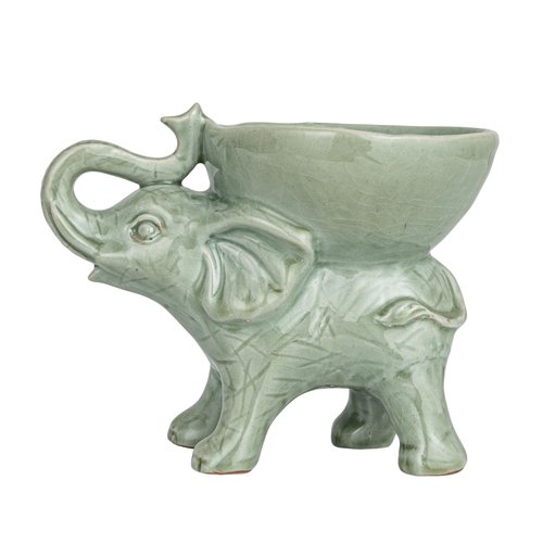 Creative Co-Op Majestic Stoneware Elephant Bowl, Grey