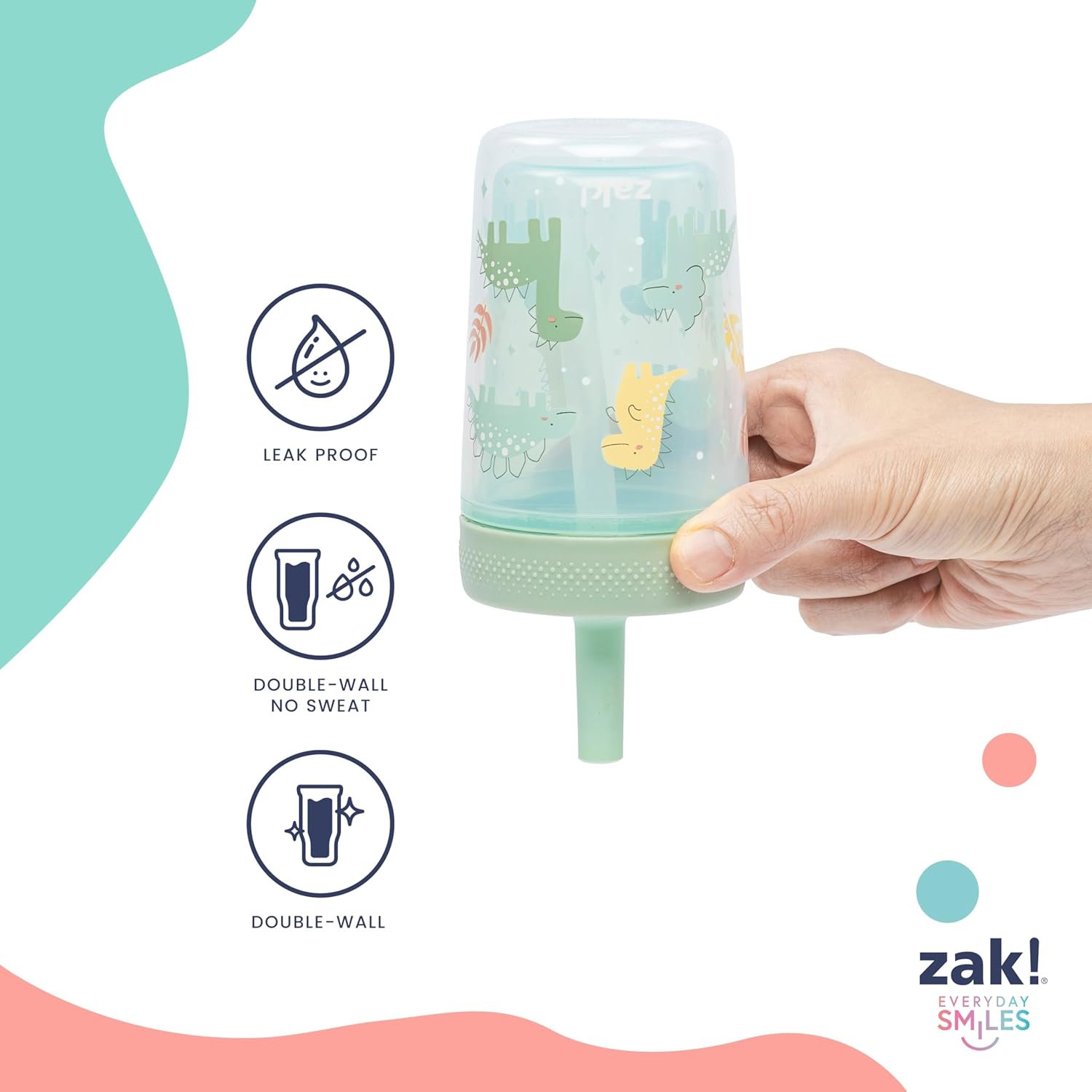 Zak Designs Peppa Pig Toddler Tumblers - 9oz Double Wall Leak-Proof Sippy Cups, 2-Pack for Kids
