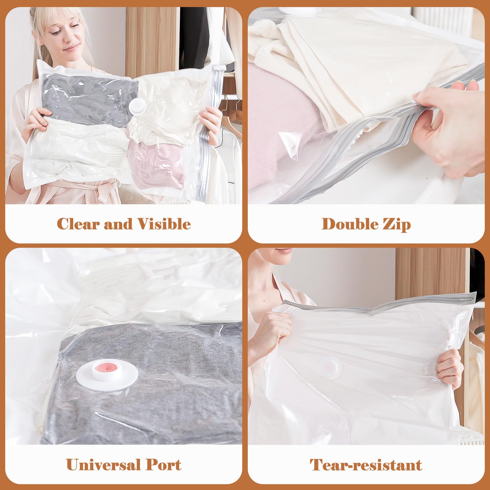 Vacbird Travel Vacuum Storage Bags with Rechargeable Cordless Pump, 12 Pack Vacuum Seal Bags for Clothing(4 Large+4 Medium+4 Small), Compression Packing for Clothes Suitcase Luggage Blanket Pillows