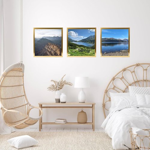 JCJMY 13x13 Gold Picture Frame - Wall Hanging for Horizontal or Vertical Display | Shatter-Resistant Plexiglass