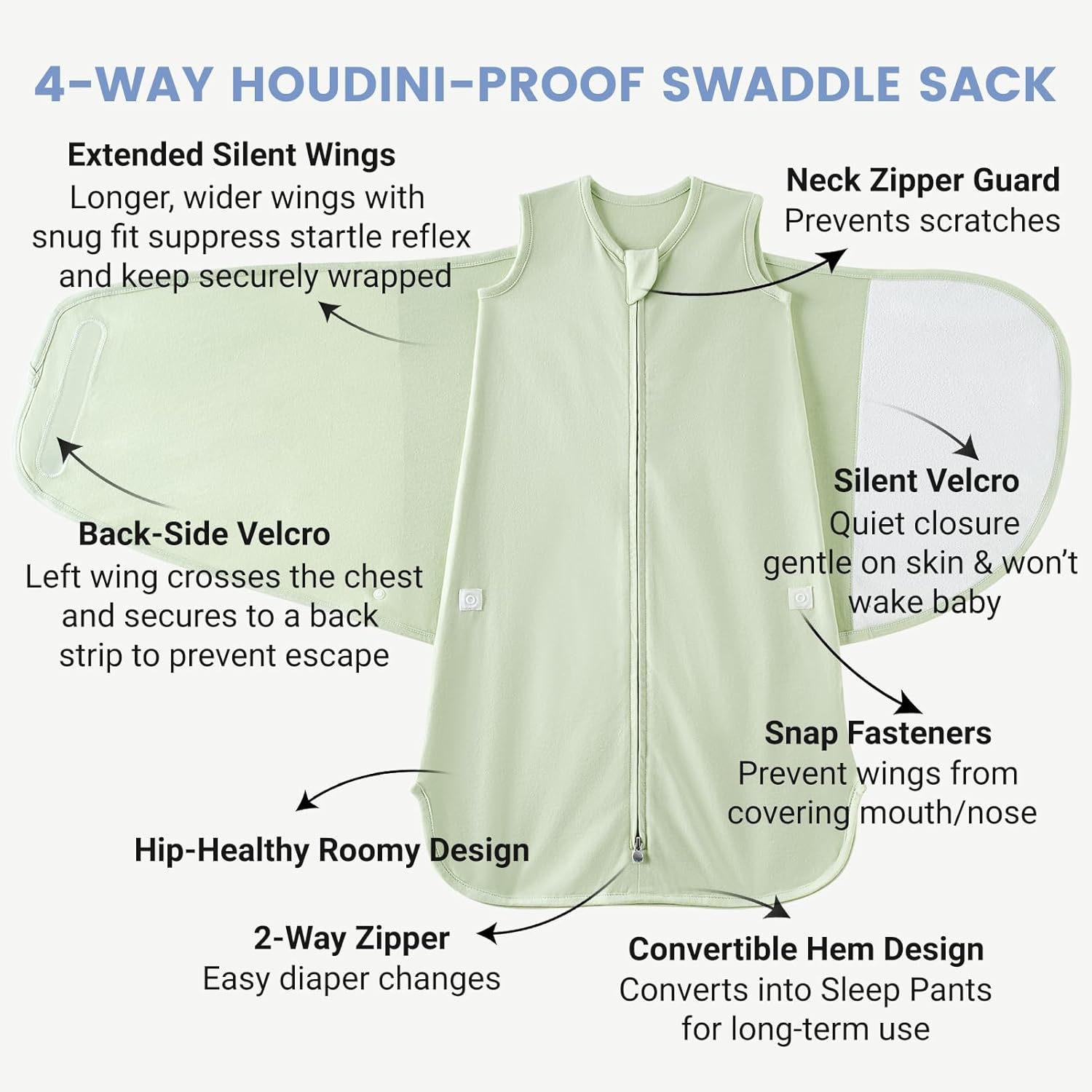 Skiennix Houdini Proof Baby Sleep Sack - Transitional Swaddle for Newborns 0-6 Months | 1.0 TOG