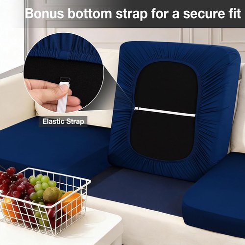 Hyha Patio Cushion Covers - 8Pcs Stretch Washable Outdoor Sofa Slipcovers | Navy, Elastic Bottom