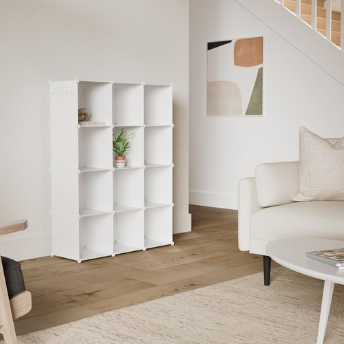 C&AHOME Cube Storage Organizer - 12-Cube Modular Shelves for Bedroom, Living Room & Office | 36.6" L x 12.4" W x 48.4" H
