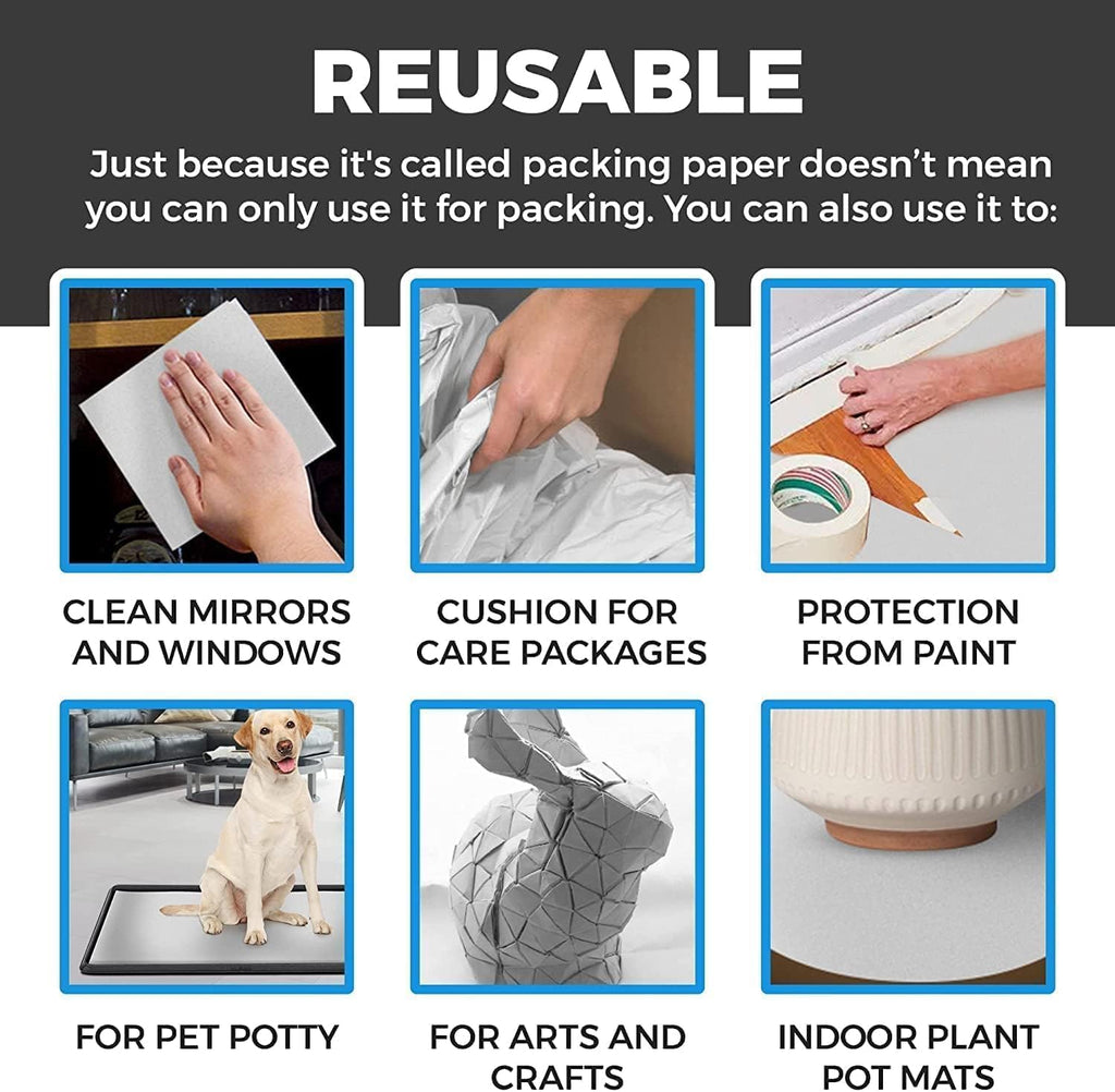 Packing Paper - 100 Sheets Newsprint for Moving & Wrapping | Essential Packing Supplies (12 x 24 in)