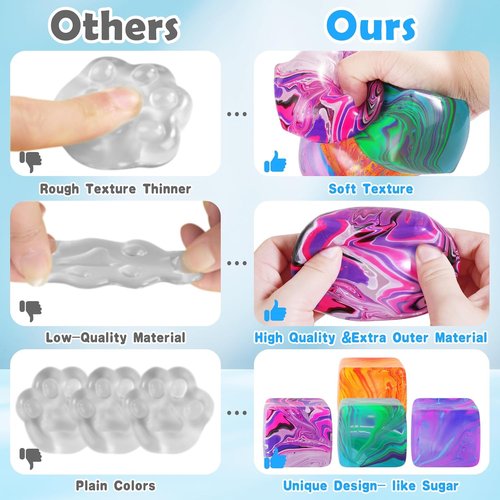 Fidget Toys | Squishy Stress Cube - Stress Relief Balls for Kids & Adults | Pink Sensory Toy