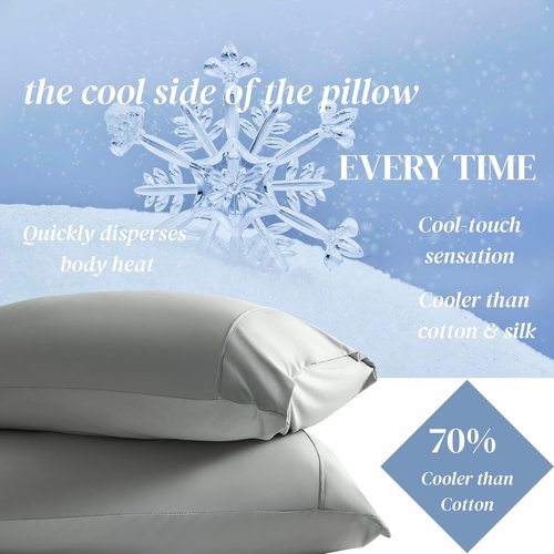 Beckham Hotel Collection Cooling Pillowcases - King Size Set of 2 | Silky Soft, Breathable, Dark Gray