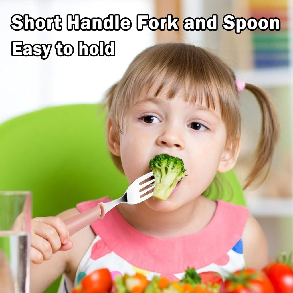 Skiennix Toddler Utensils Set - 12-Piece Stainless Steel Forks & Spoons | Dishwasher Safe Silverware