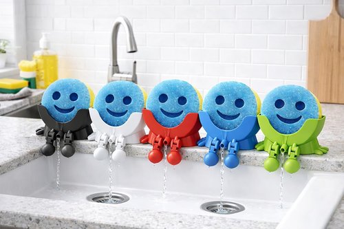 Drip Daddy Peeing Sink Caddy Rack with Drainage – Funny Scrub Sponge Holder & Soap Organizer, Compact Kitchen Countertop Storage Stand Accessory (Black)