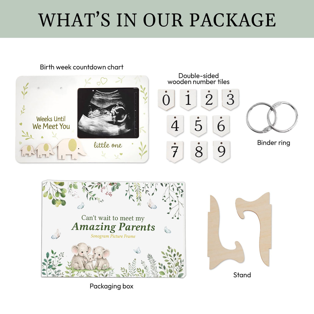 Sensemory Sonogram Picture Frame, Ultrasound Picture Frames with Baby Countdown Weeks, Best Pregnancy Gifts for Expecting Mom, First Mothers Day Gifts for New Mom, New Parents, Moms Dad To Be (White)