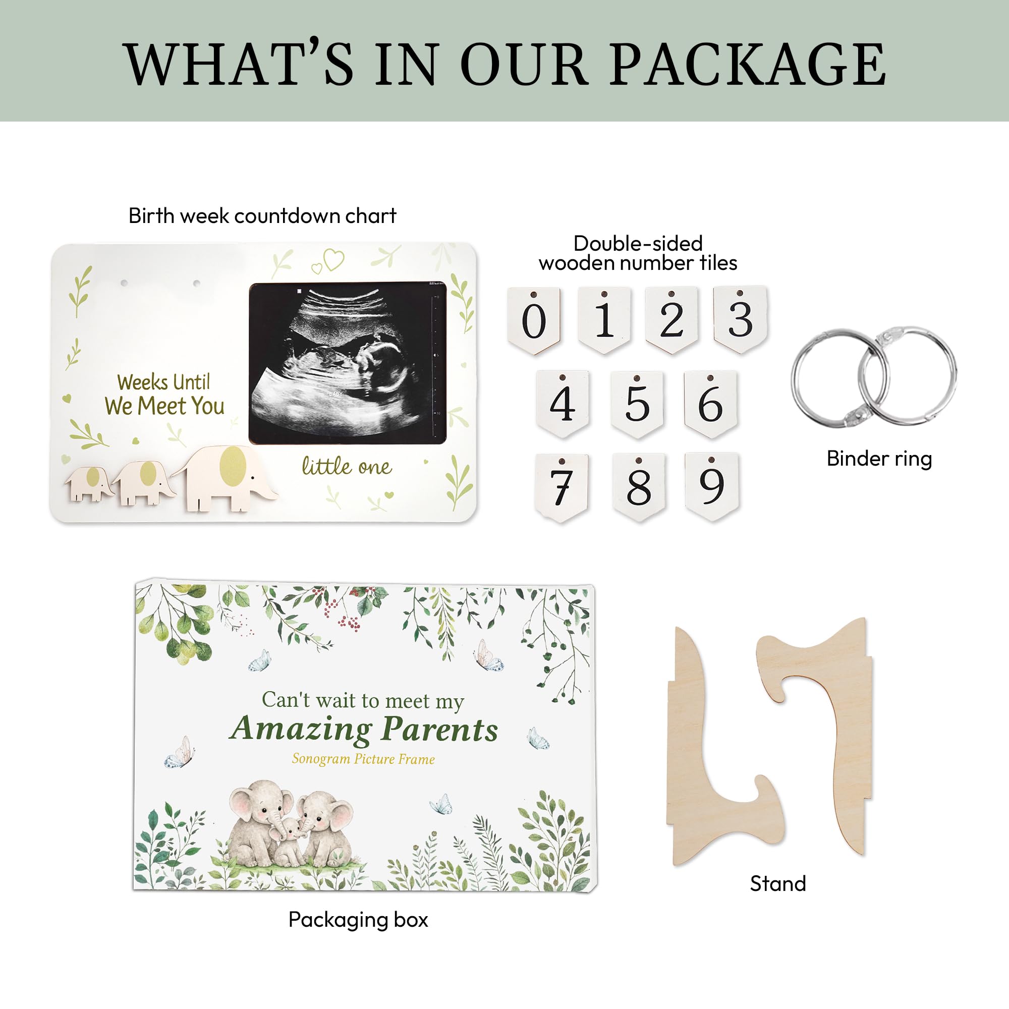 Sensemory Sonogram Picture Frame, Ultrasound Picture Frames with Baby Countdown Weeks, Best Pregnancy Gifts for Expecting Mom, First Mothers Day Gifts for New Mom, New Parents, Moms Dad To Be (White)