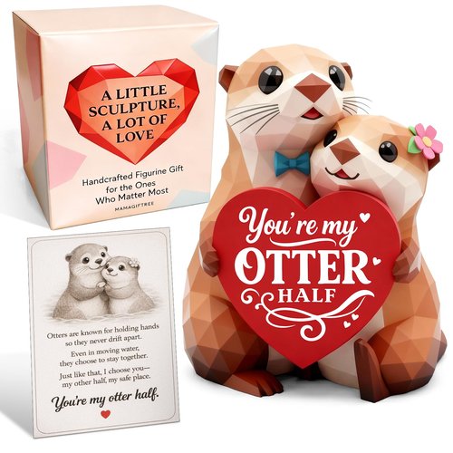 You're My Otter Half Figurines Gifts for Him Her Boyfriend Girlfriend, Hand-Painted Sculpture Anniversary Birthday Gifts for Women Men,Romantic I Love You Gift for Wife Husband Couples Cute Desk Decor