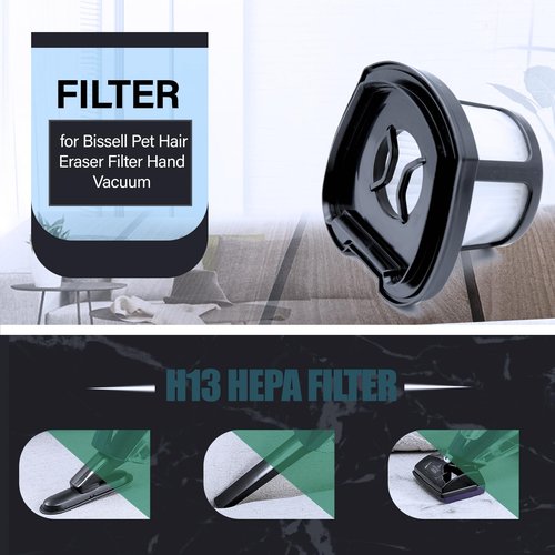 2579 Vacuum Replacement Filters Compatible with Bissell Pet Hair Eraser 2390A 2389 & AutoMate 2284W Lithium Ion Cordless Hand Vacuum,Compare to Part # 1614212, 1614203 & 1614204