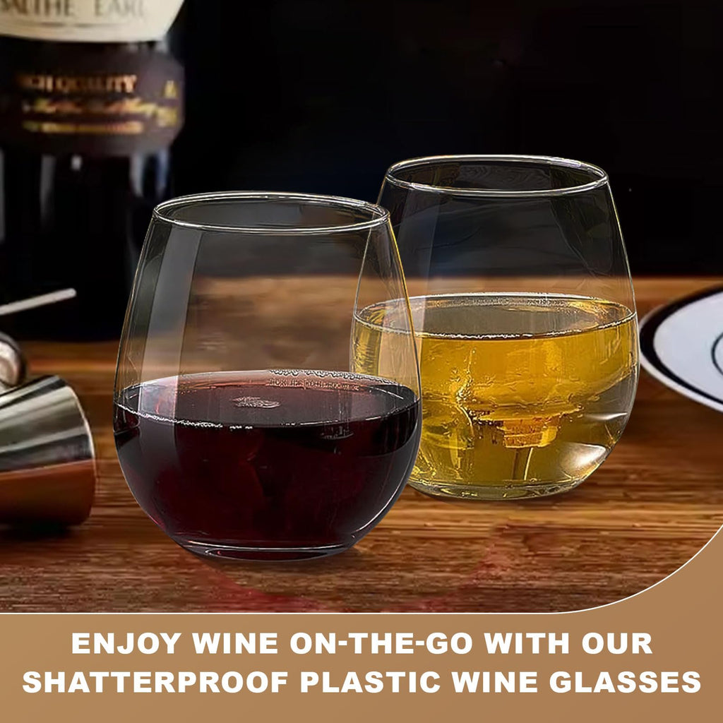 OTOB 40 Pack Reusable Stemless Plastic Wine Glasses, 12 OZ Unbreakable Champagne Whiskey Glass, Round Clear Disposable Cocktail Glasses Wine Cups BPA-Free, Ideal for Home Office Bar Party Wedding
