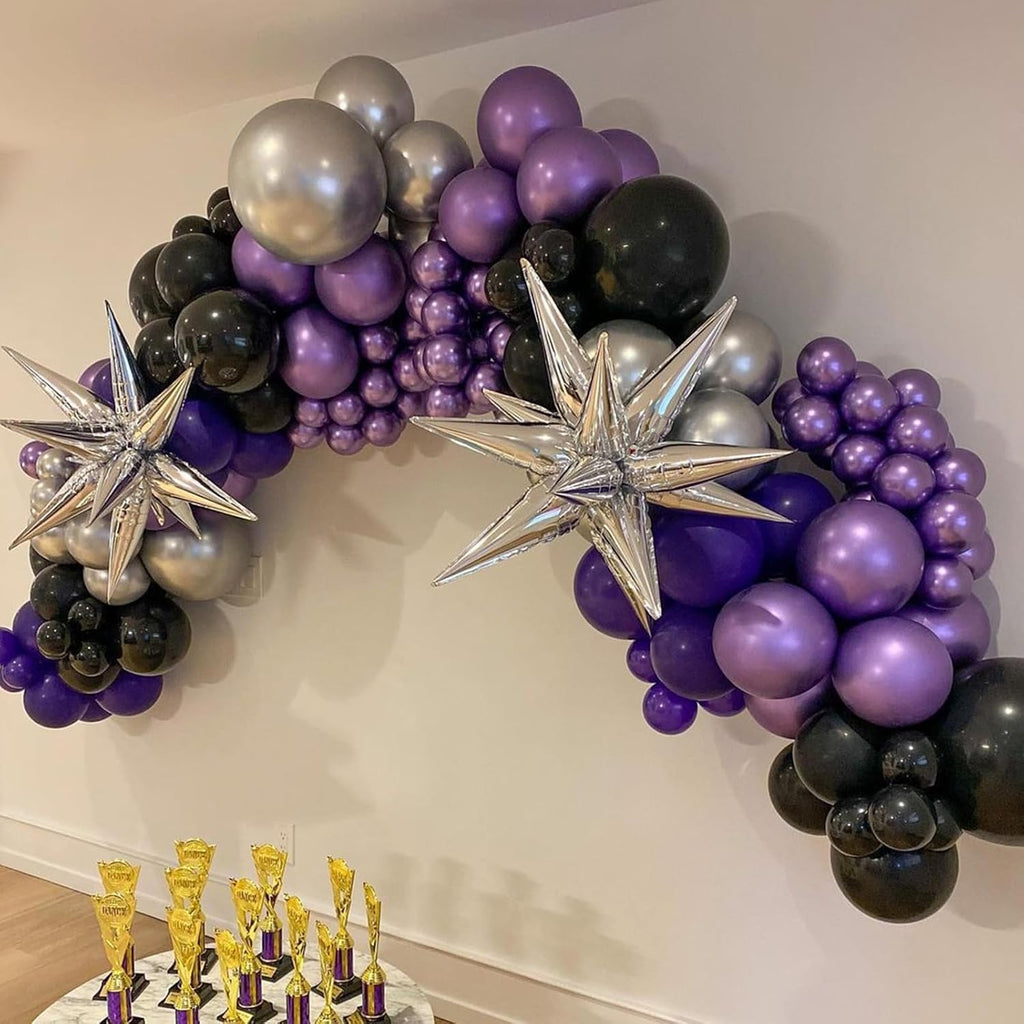 Skiennix 12-Inch Purple and Black Latex Balloons - 67pcs for Birthday, Graduation, and Party Decor