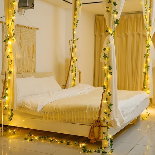 JMEXSUSS 100 LED Ivy Vines with Fairy Lights - 33 FT Waterproof String Lights for Bedroom & Wedding Decor (Warm White)