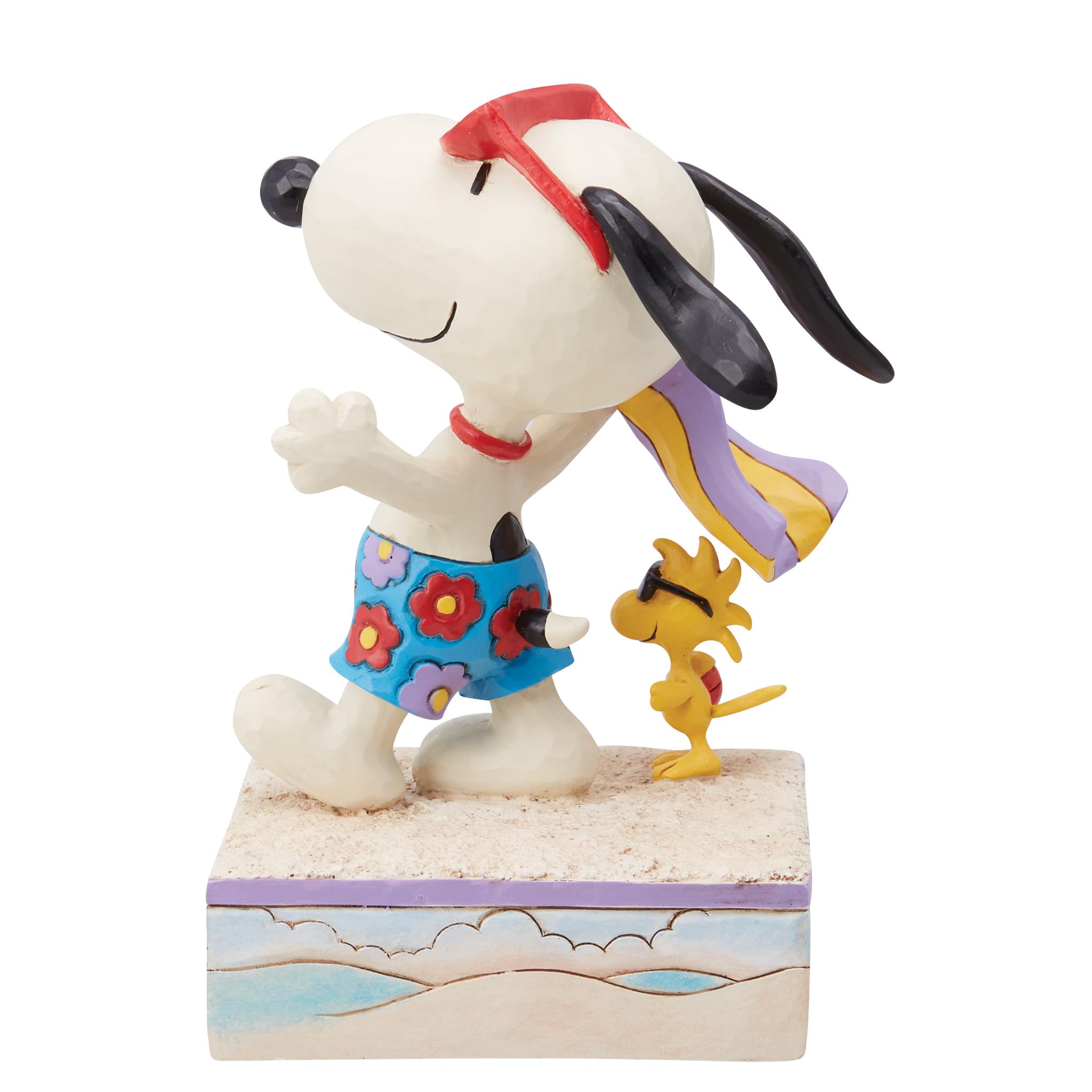 Enesco Peanuts Collection by Jim Shore Snoopy and Woodstock at The Beach Figurine- Stone Resin Hand Crafted Painted Collectible Peanuts Snoopy Figurines Home Decor Statue, 5.1 Inch