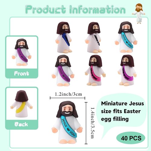 AKFAHOIF Mini Jesus Figurines - 40pcs Bulk Set for Nativity Decor & Religious Gifts