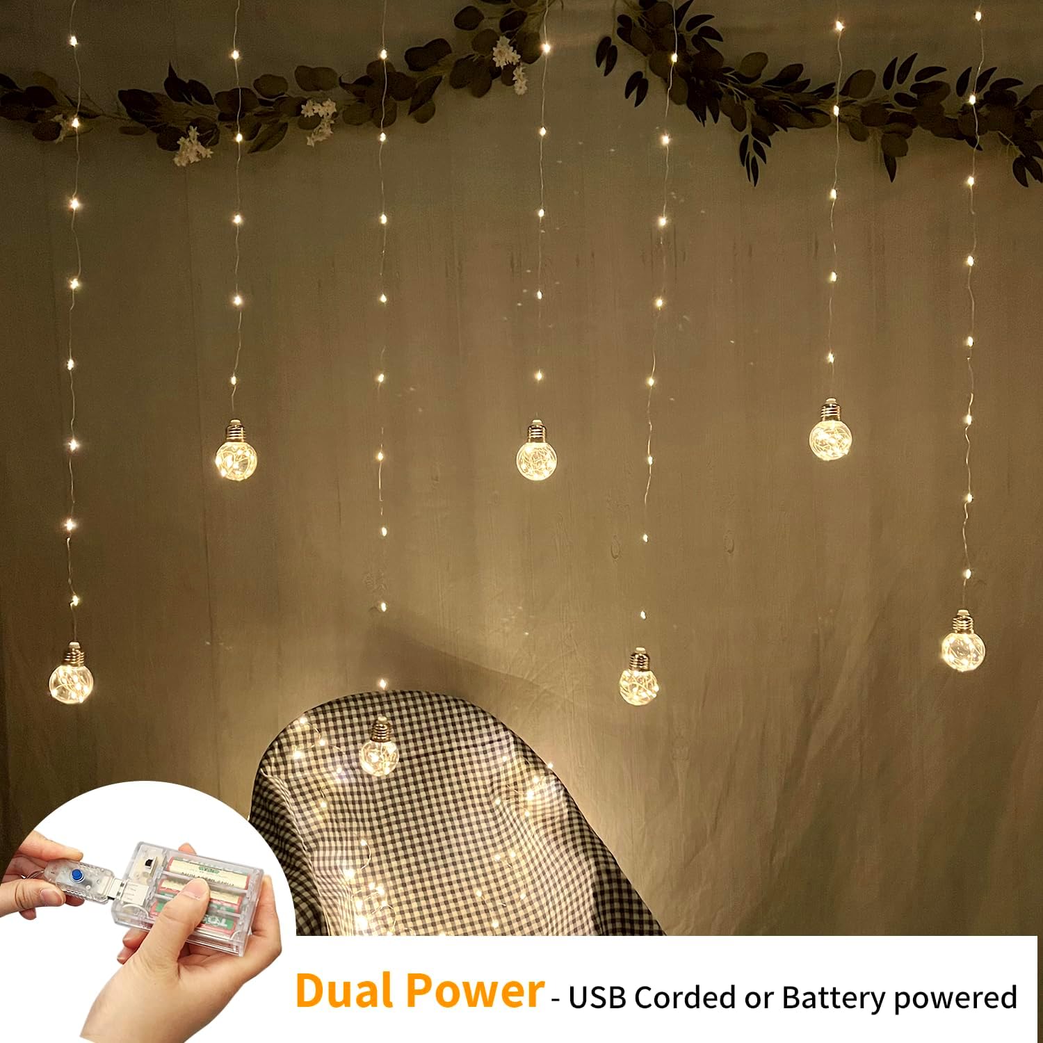 YOLIGHT 200 LED Wishing Ball Curtain Lights - Remote-Controlled Twinkle Fairy Lights | Warm White for Weddings & Decor