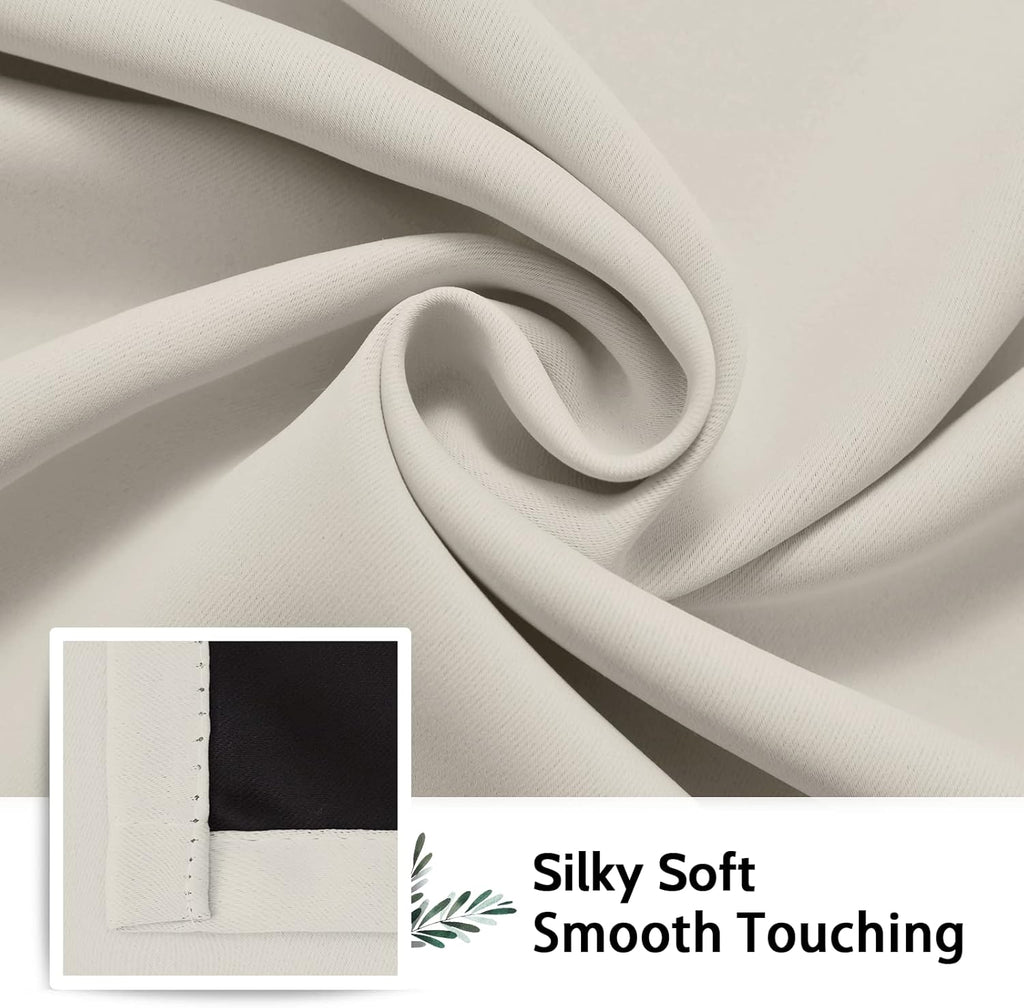 SimpleHome 100% Blackout Curtains - Thermal Insulated Grommet Drapes for Bedroom & Living Room | Cream, 42 x 63 Inch, 2 Panels