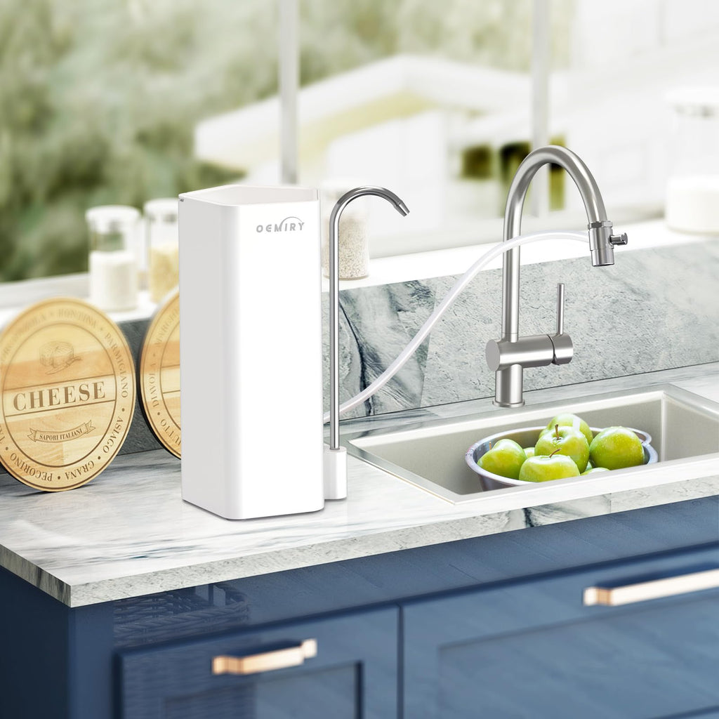 OEMIRY OM-CF04 Countertop Water Filter & OM-CF04 Replacement Filter, Reduces 99.99% Lead, Chlorine, Heavy Metals, Bad Taste & Odor (2 Filters Included)