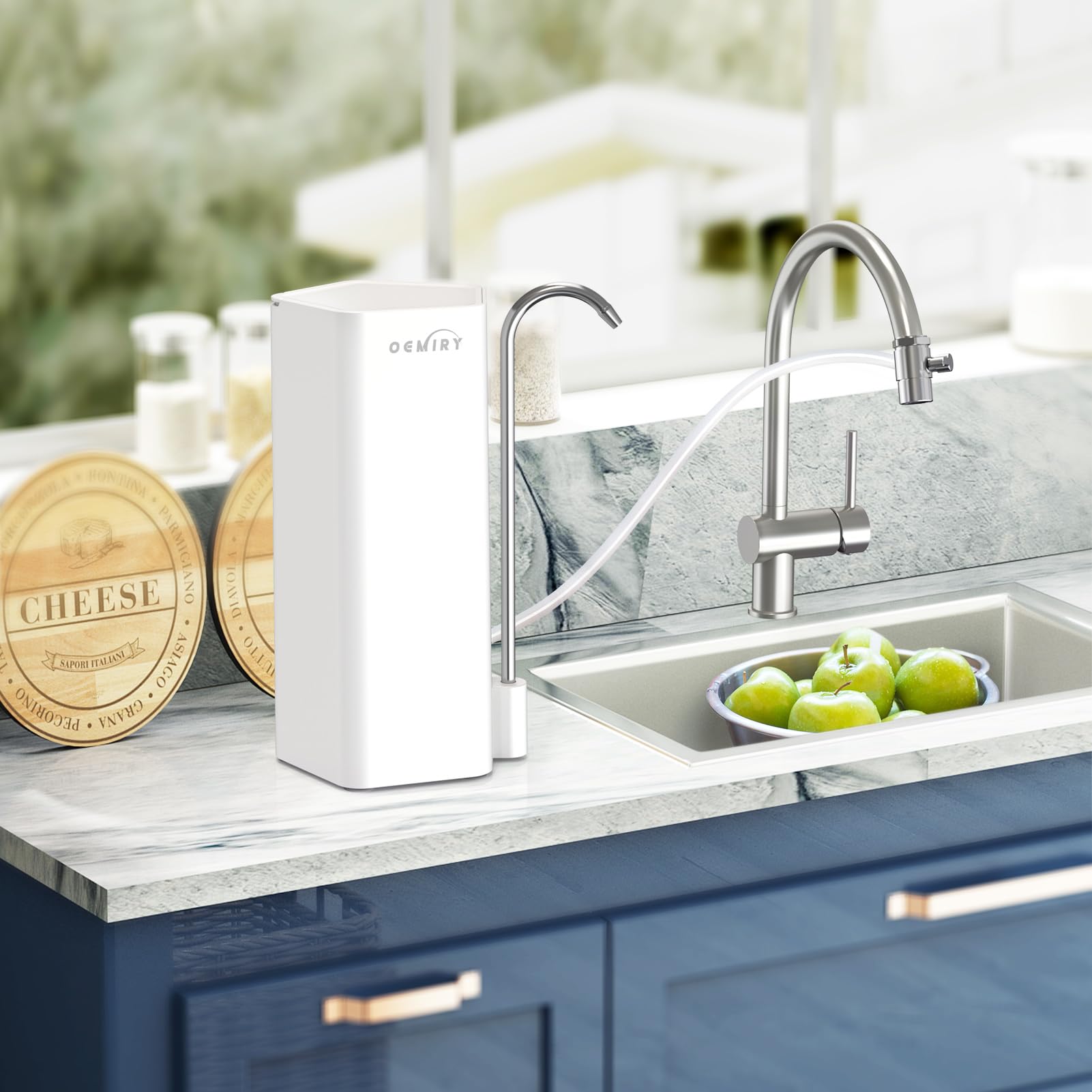 OEMIRY OM-CF04 Countertop Water Filter & OM-CF04 Replacement Filter, Reduces 99.99% Lead, Chlorine, Heavy Metals, Bad Taste & Odor (2 Filters Included)