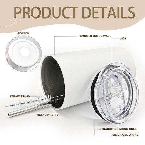 YOUKE OLA 16 Pack Stainless Steel Skinny Tumblers 12oz - Bulk Straight Double Wall Vacuum Insulated Tumbler with Lid and Straw for Travel, DIY, 16 Colors