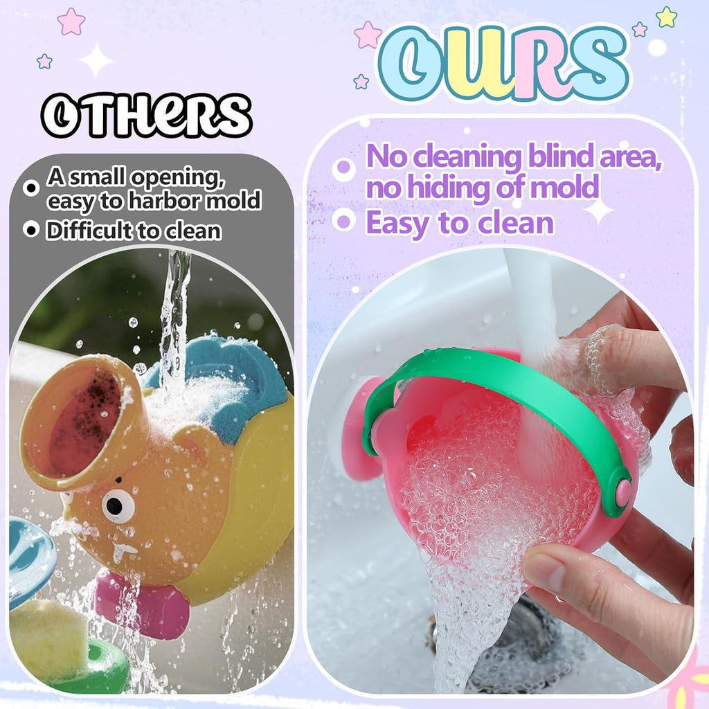 Skiennix Soft Bath Toys for Toddlers 1-3 | Easy to Clean Water Table & Pool Fun | 3-Pack (Pink)