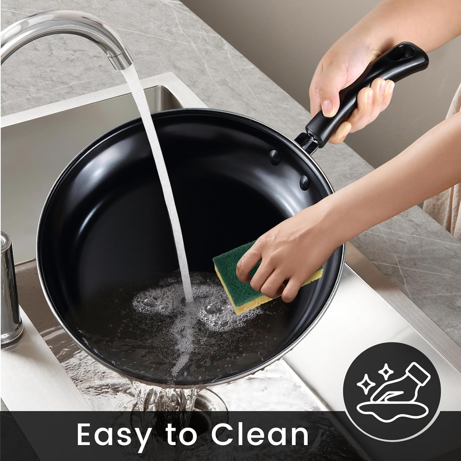 Nonstick Frying Pans Set of 3 by [Brand Name] - Durable Carbon Steel Skillets with PFOA-Free Coating | Includes 2 Spatulas, 7.9, 10.2, 11.8 Inch Sizes