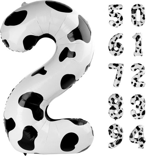Cow Print Number 2 Balloon - 40 Inch Farm Animal Birthday Decoration for 2nd Birthday Party