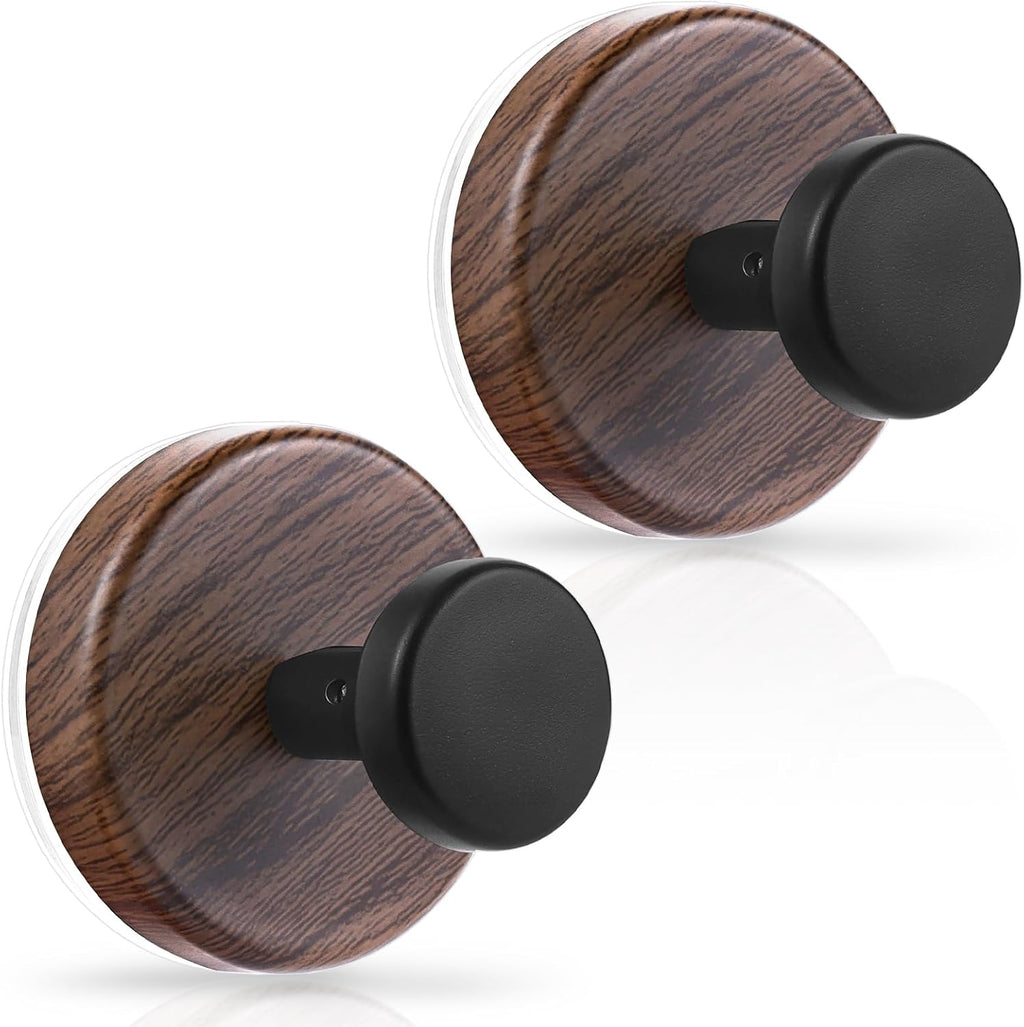 OUTXE Suction Cup Wreath Hanger - Heavy Duty Hook for Front Door & Glass Window | 2-Pack, Walnut