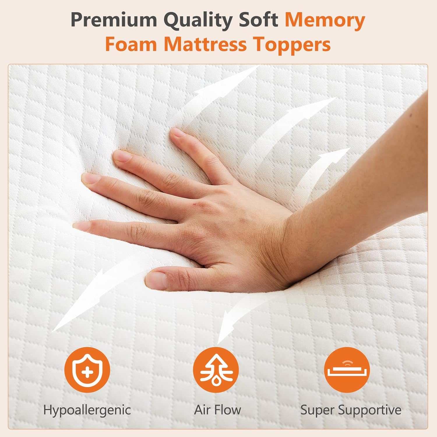 Sweetcrispy Memory Foam Mattress Topper - 3 Inch Thick Gel-Infused Cooling Pad for Full Size Bed | Removable Soft Cover, CertiPUR US Certified