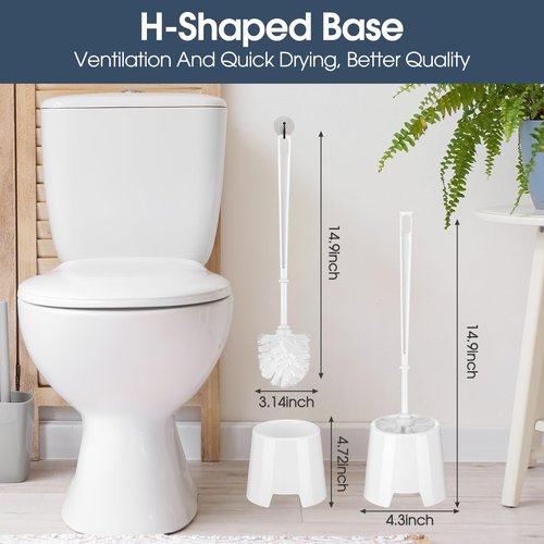 Mimorou 12 Sets Toilet Brushes and Holders Set White Toilet Bowl Brushes for Bathroom Scrub with Plastic Holders for Bathroom Cleaning Accessories