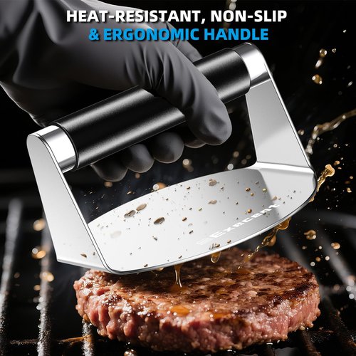 Execent Smash Burger Press 5.5" Stainless Steel - Burger & Hamburger Smasher Tool, Nonstick Cool-Touch Handle, Dishwasher Safe Grill Press for Griddle, Ground Beef