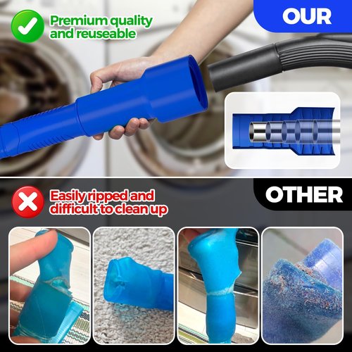 Holikme Dryer Vent Cleaner Kit - 2 Pieces with Lint Vacuum Attachment & Flexible Brush | Dark Blue