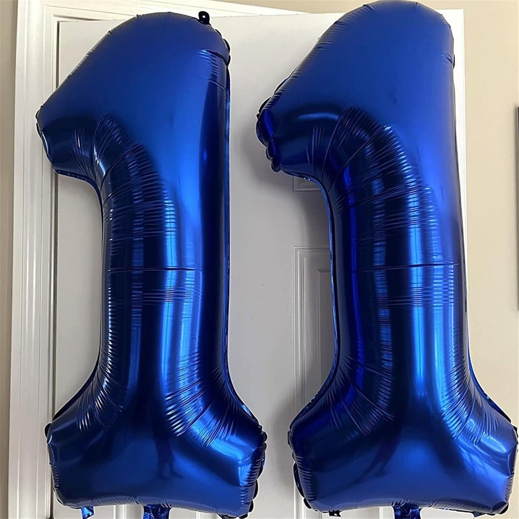 Skiennix Navy Blue Number 1 Balloons - 40" Large Dark Blue Foil Helium Balloons for 1st & 10th Birthday Celebrations
