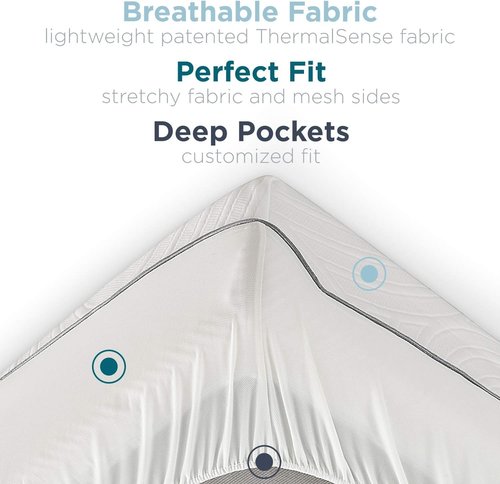 Tempur-Pedic Protect Waterproof Mattress Protector, Queen, White (Packaging May Vary)
