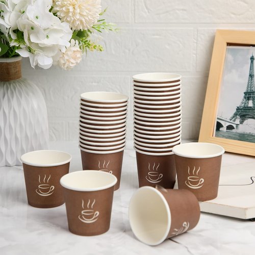 Gerrii 1000 Pcs Small Coffee Cups Paper Espresso Cups Disposable Mini Hot Cups Hot Cold Drinking Cups for Travel, Party, Tea, Bathroom, Picnic, Events, Brown (4 oz)