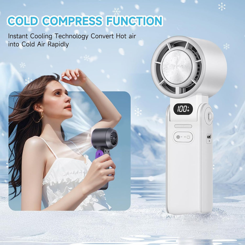 Skiennix Portable Handheld Turbo Fan - Rechargeable Mini Fan with 1-100 Speeds | Perfect for Summer Travel & Outdoor Use (Black)