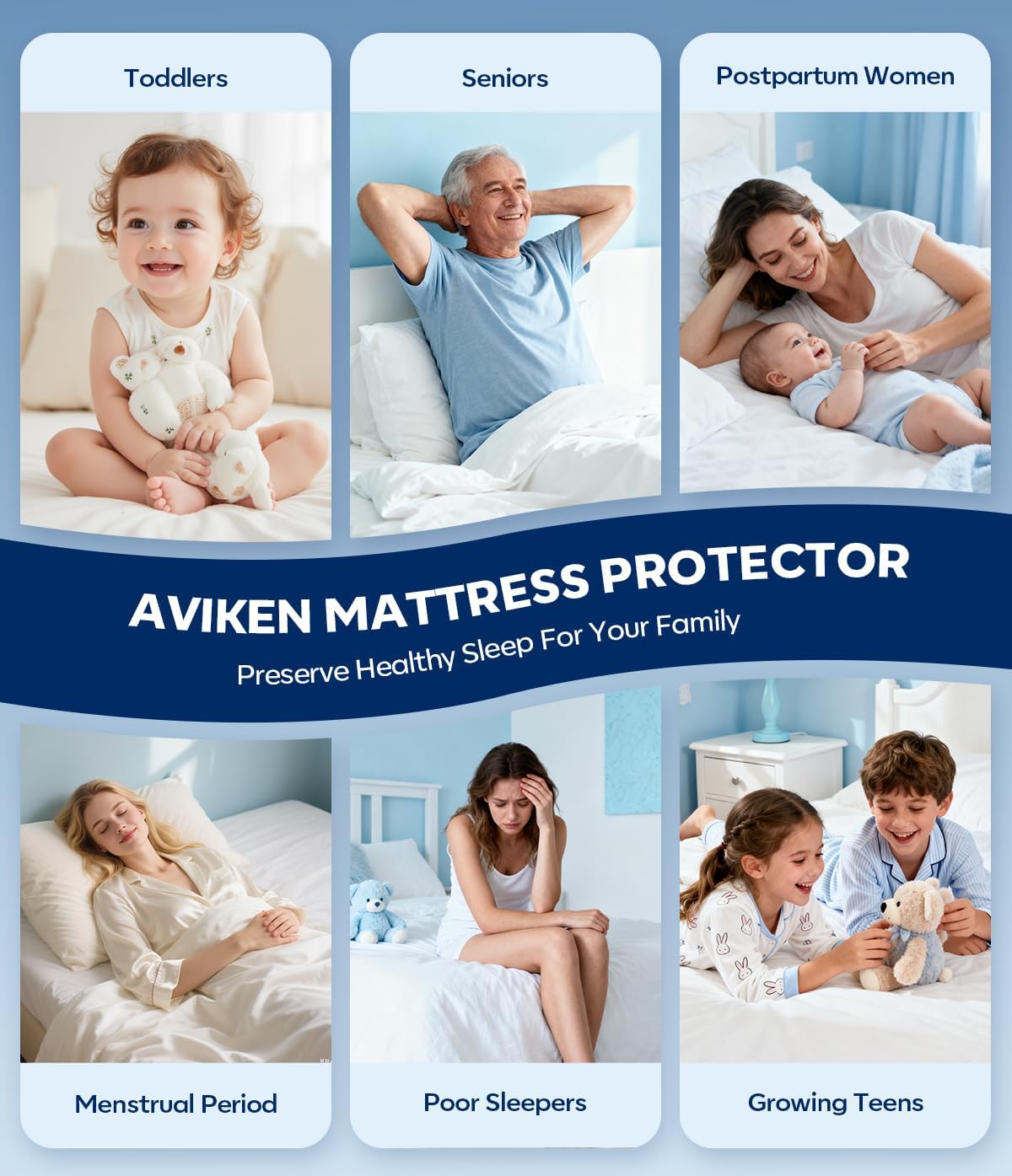 Skiennix Waterproof Mattress Protector - Soft & Breathable Queen Size Pad | Noiseless 3D Air Fabric, Machine Washable, White