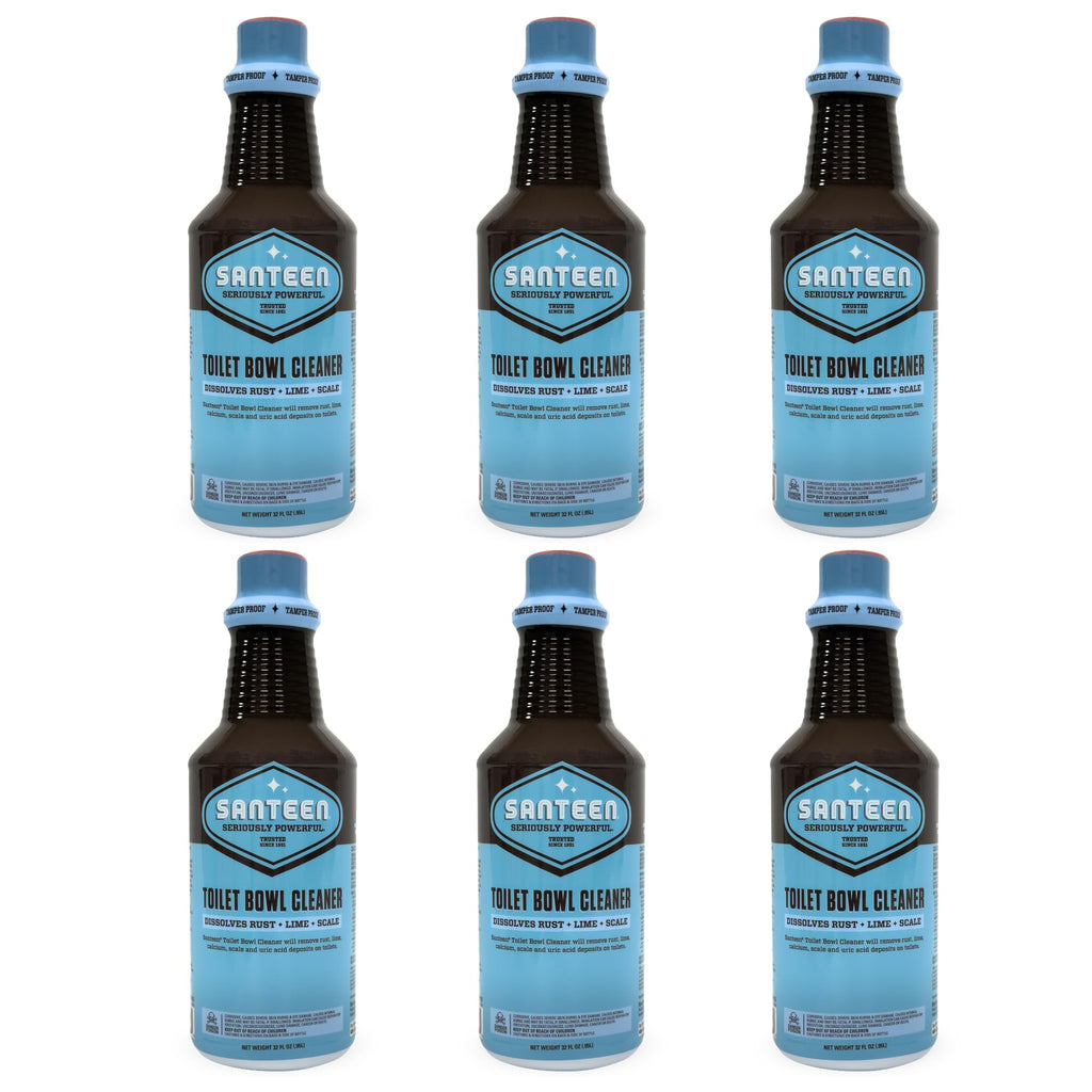 Santeen Professional Toilet Bowl Cleaner – 6 Pack (32oz Bottles) – Heavy Duty Rust, Lime & Scale Remover – Restores Porcelain Finish – Industrial Strength Stain Dissolver