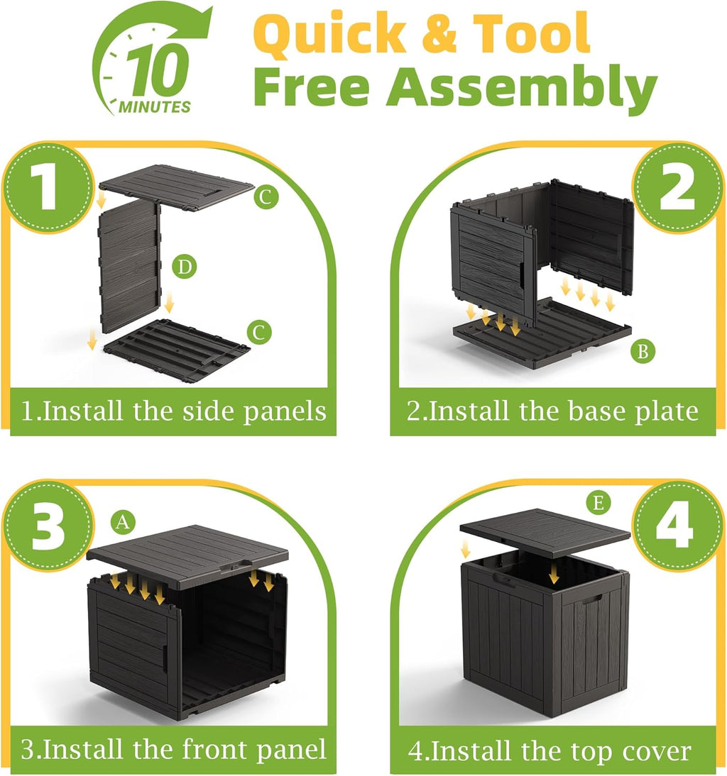 35 Gallon Resin Deck Box - Waterproof, UV-Resistant Outdoor Storage for Cushions & Tools | Black