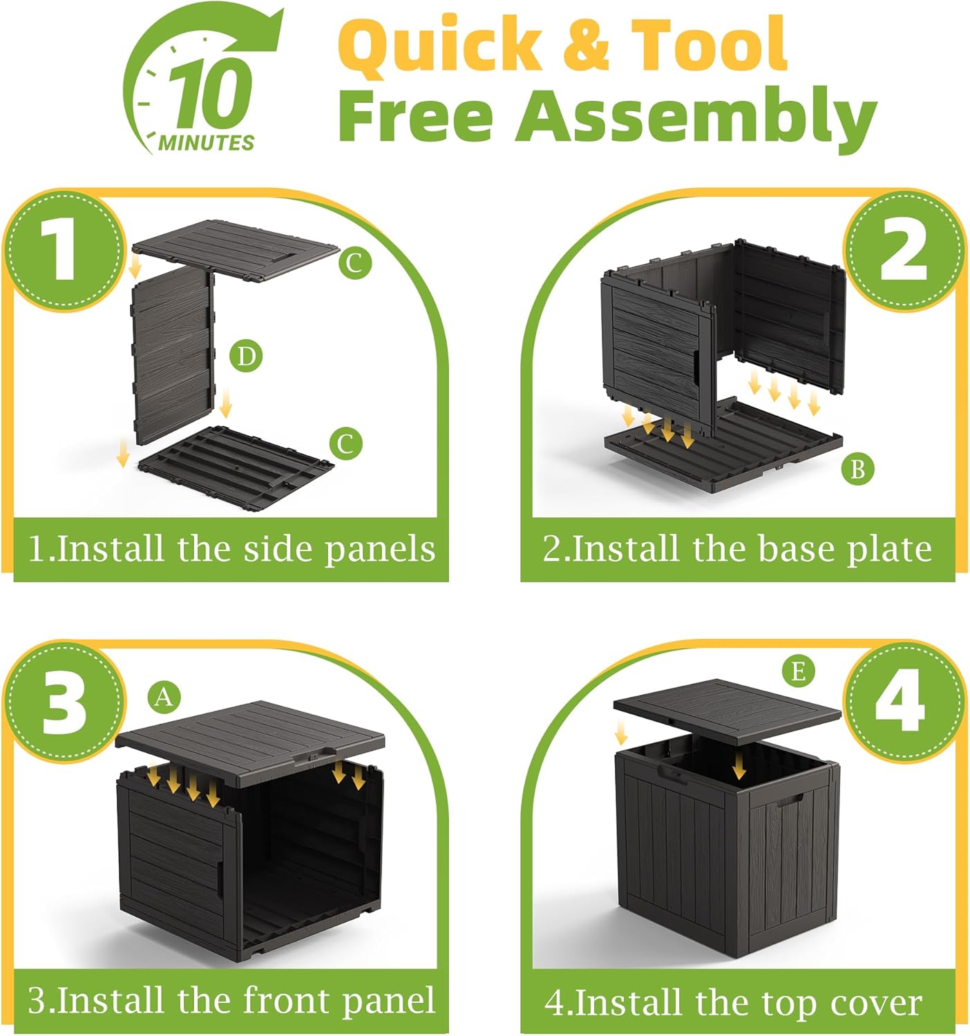 35 Gallon Resin Deck Box - Waterproof, UV-Resistant Outdoor Storage for Cushions & Tools | Black