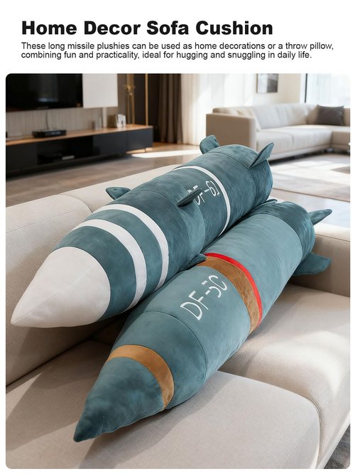 FIAEUGZKM 4ft Long Missile Plush Toy, 47" Giant Stuffed Plush Body Pillow Large Cuddly Soft Cushion Home Decor Plushie Gift for Boys Kids Teens Adults (Dark Grayish Blue, 120cm)