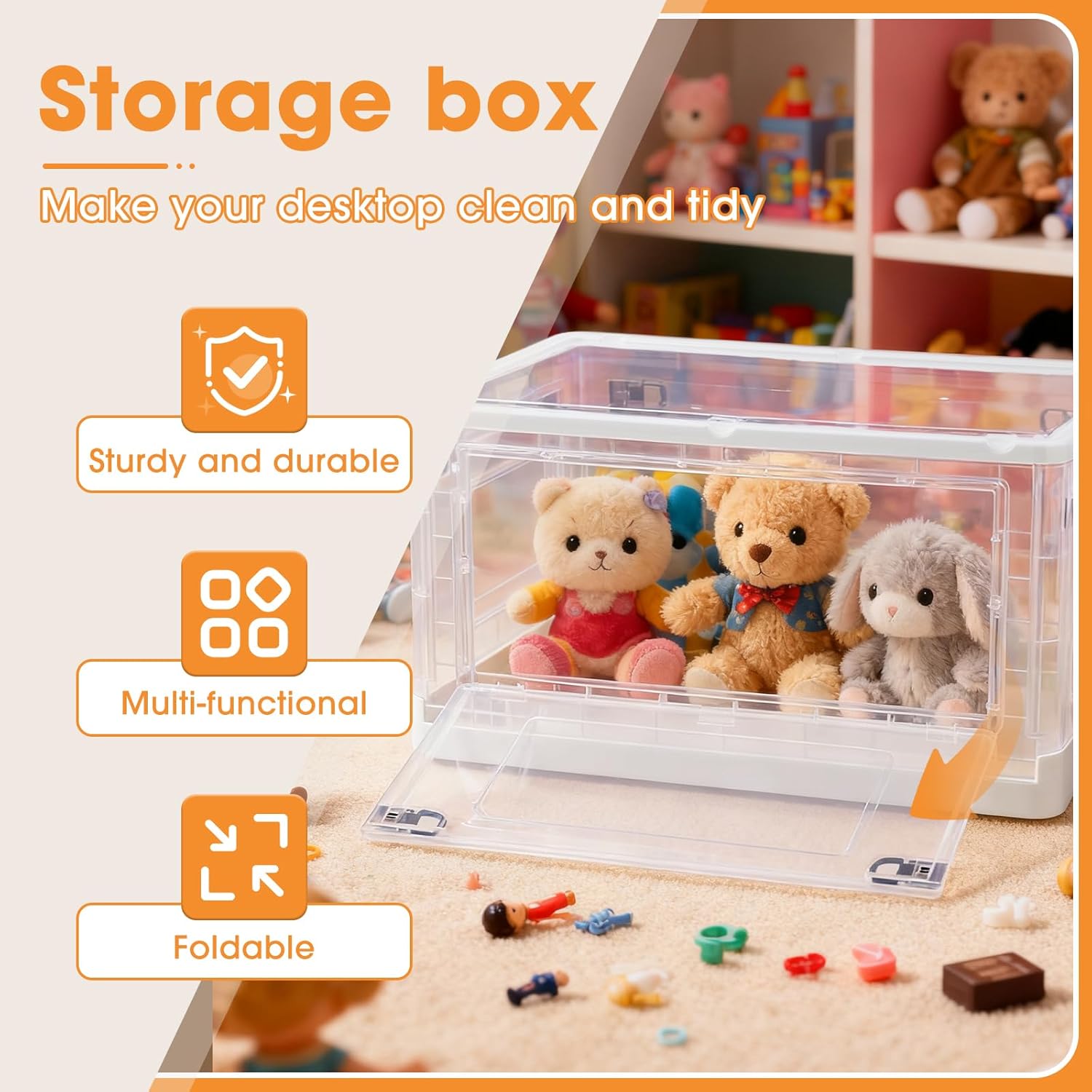 MGWILL 72 Quart Plastic Storage Bins - Stackable Closet Organizers with Lids & Wheels | Large Clear Containers