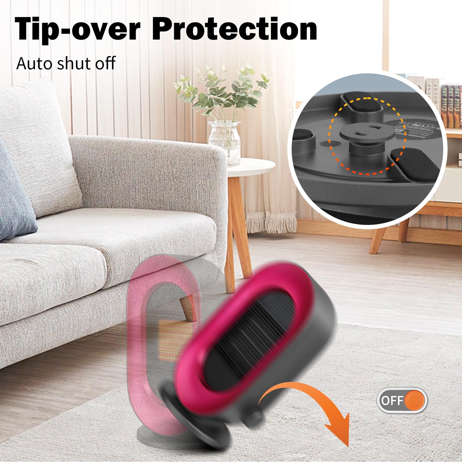 Sendowtek Portable Space Heater Indoor, Mini Electric Fan 10" Tall with 3 Mode Adjustable, Overheating/Tip-over Protection PTC Small Ceramic Desk Heater for Office Home Use