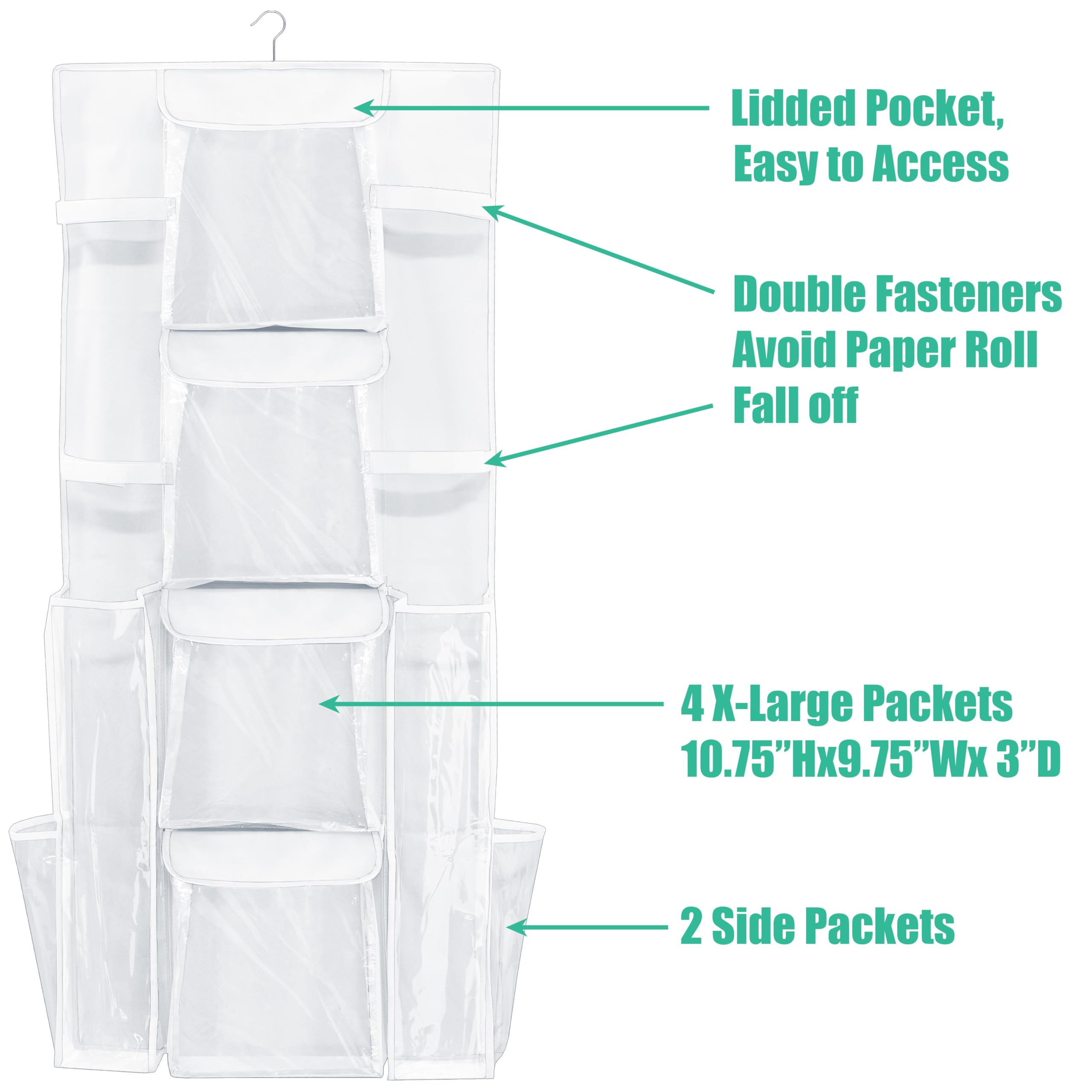 Simple Houseware Double-Sided Hanging Gift Wrap Organizer Storage Pockets, White (Set of 1)